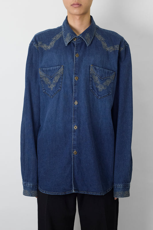 ARMANI EXCHANGE BLUE DENIM WESTERN SHIRT