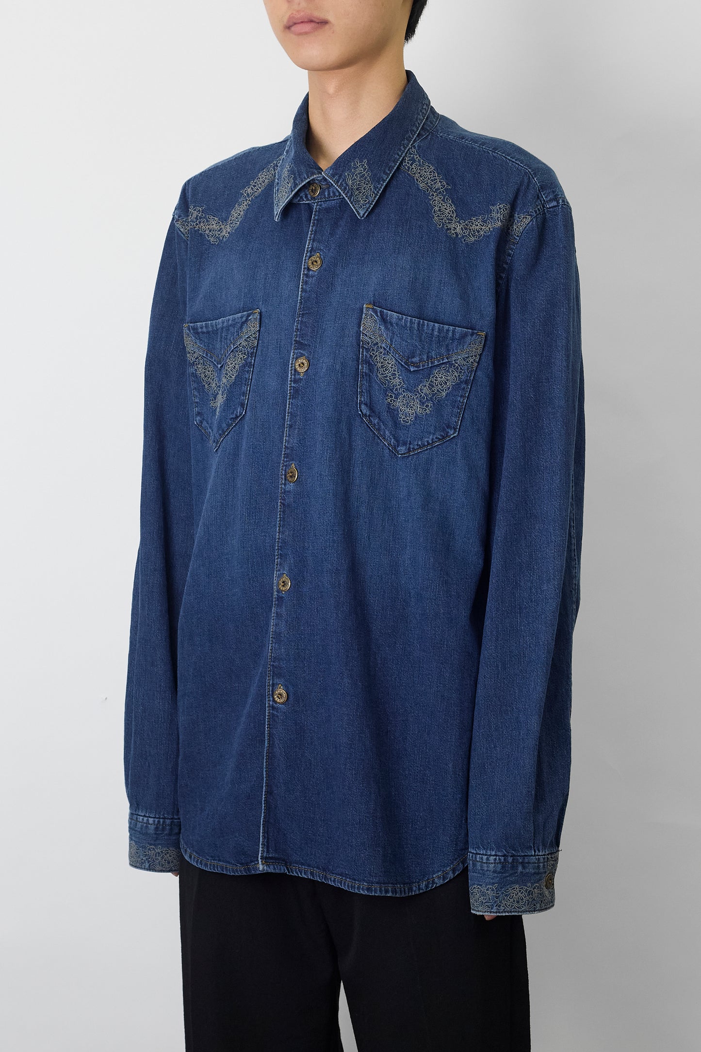 ARMANI EXCHANGE BLUE DENIM WESTERN SHIRT