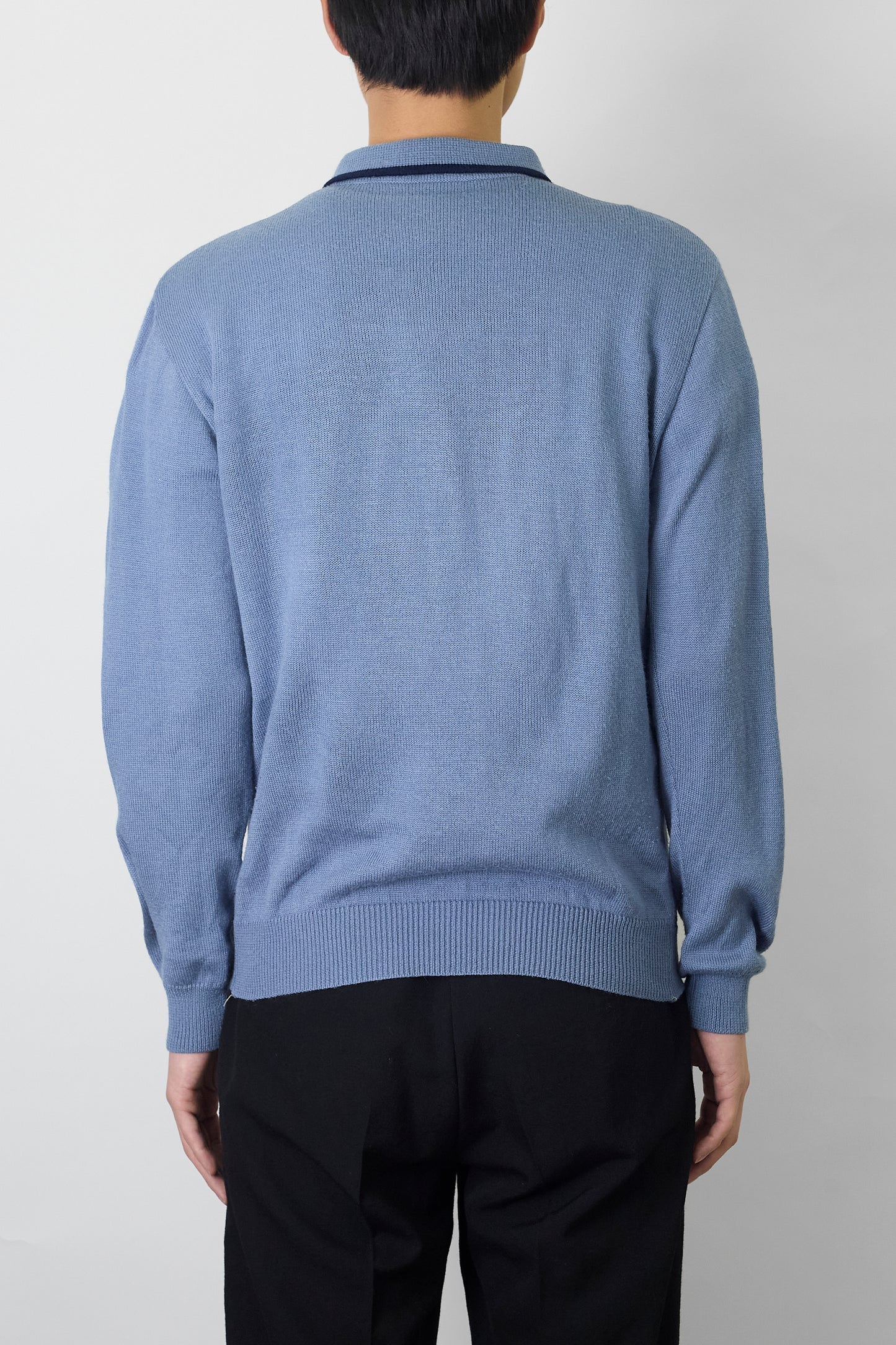 VINTAGE SKY BLUE WOOL KNIT POLO SHIRT