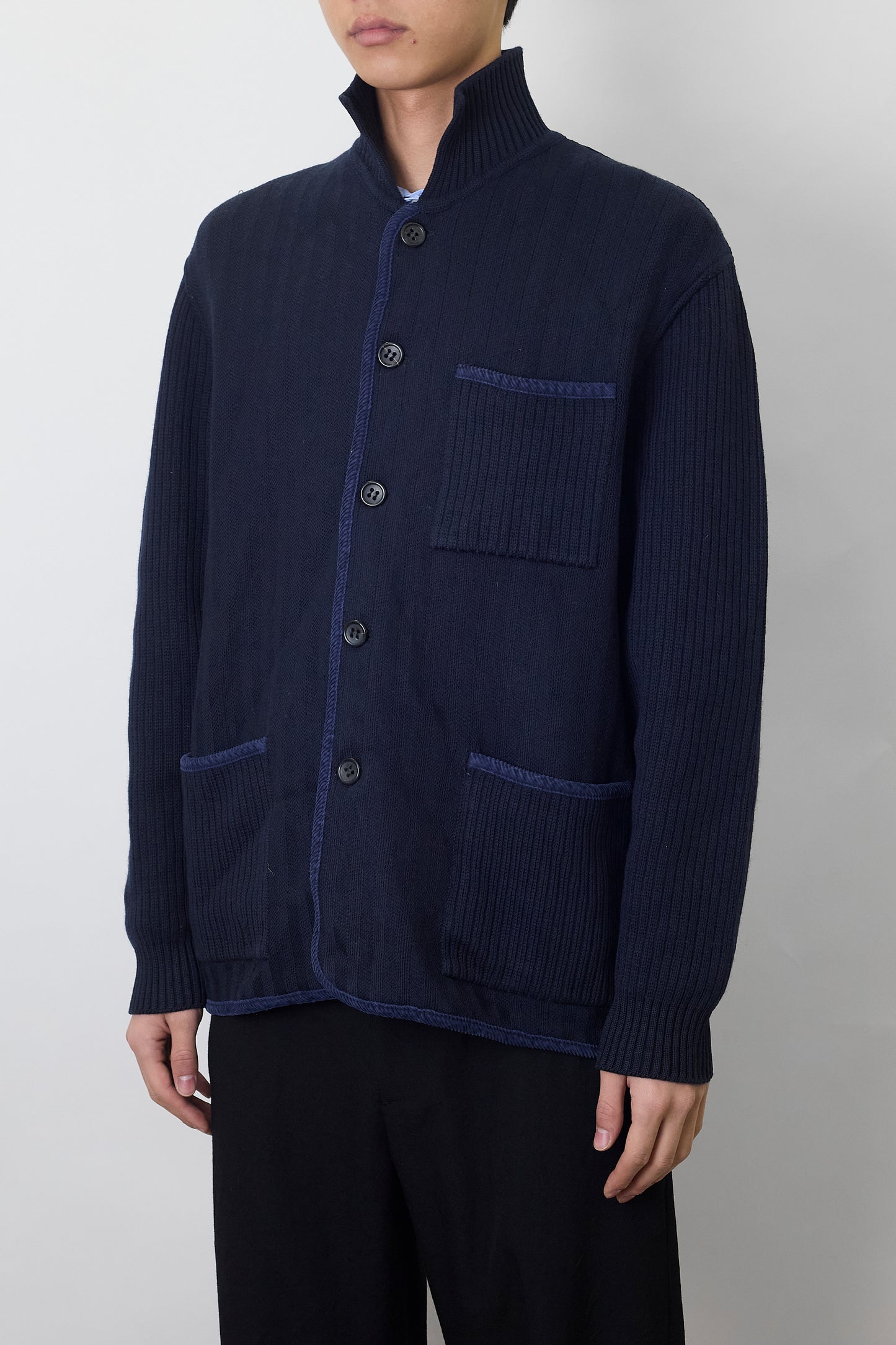 CHAVARRIAS DESIGNED NAVY WOOL KNIT JACKET