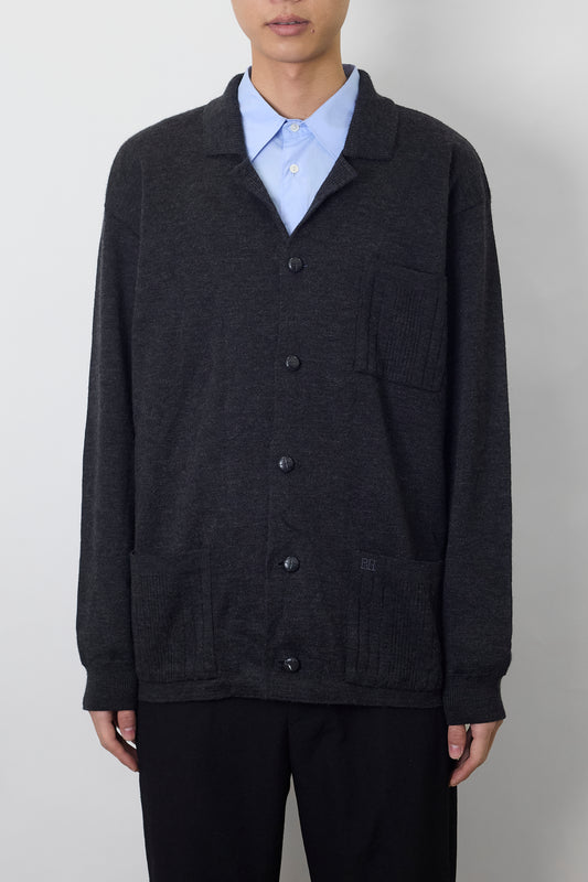 PEDORO DEL HIERRO GRAY WOOL KNIT JACKET MADE IN SPAIN