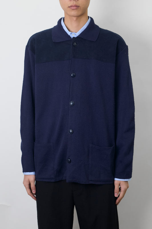 SIGNUM NAVY WOOL KNIT JACKET MADE IN SPAIN