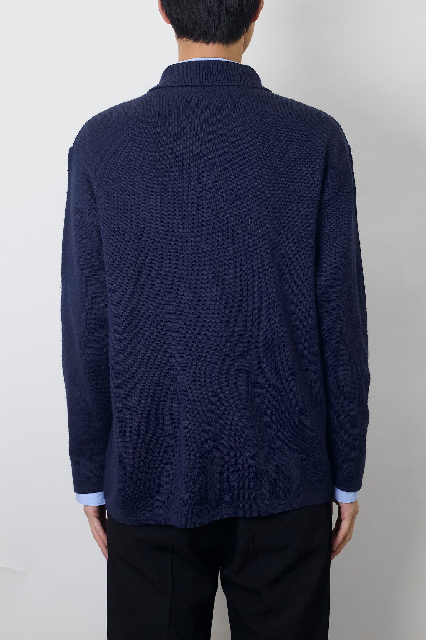 SIGNUM NAVY WOOL KNIT JACKET MADE IN SPAIN