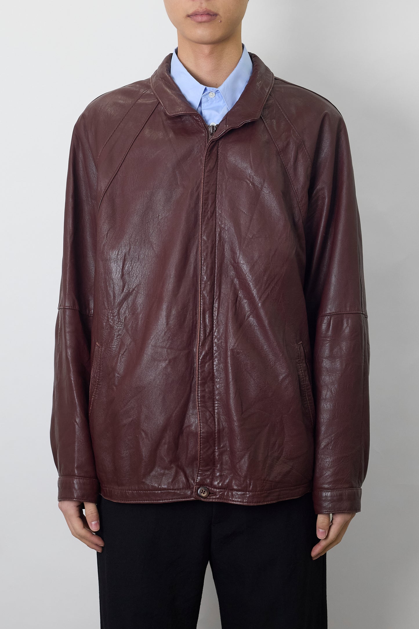 VINTAGE BURGUNDY LEATHER JACKET MADE IN GERMANY