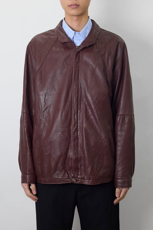 VINTAGE BURGUNDY LEATHER JACKET MADE IN GERMANY