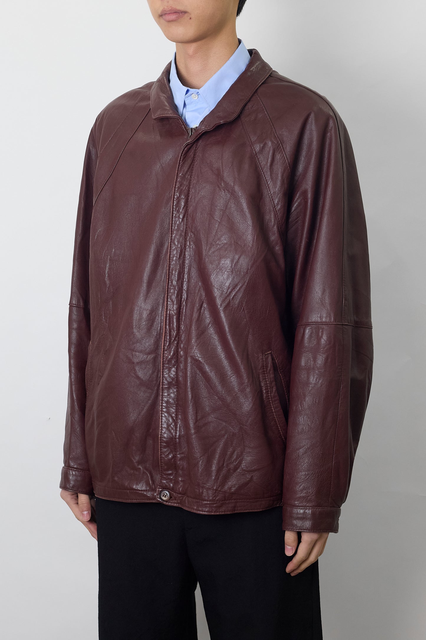 VINTAGE BURGUNDY LEATHER JACKET MADE IN GERMANY