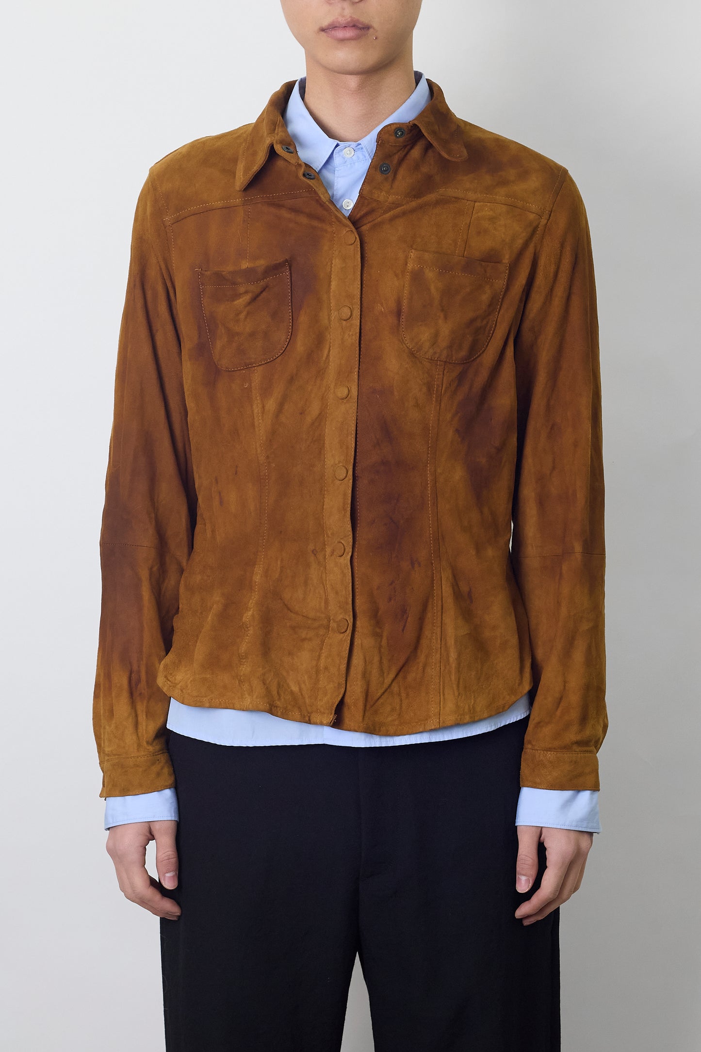 KENZO JEANS BROWN LEATHER SHIRT