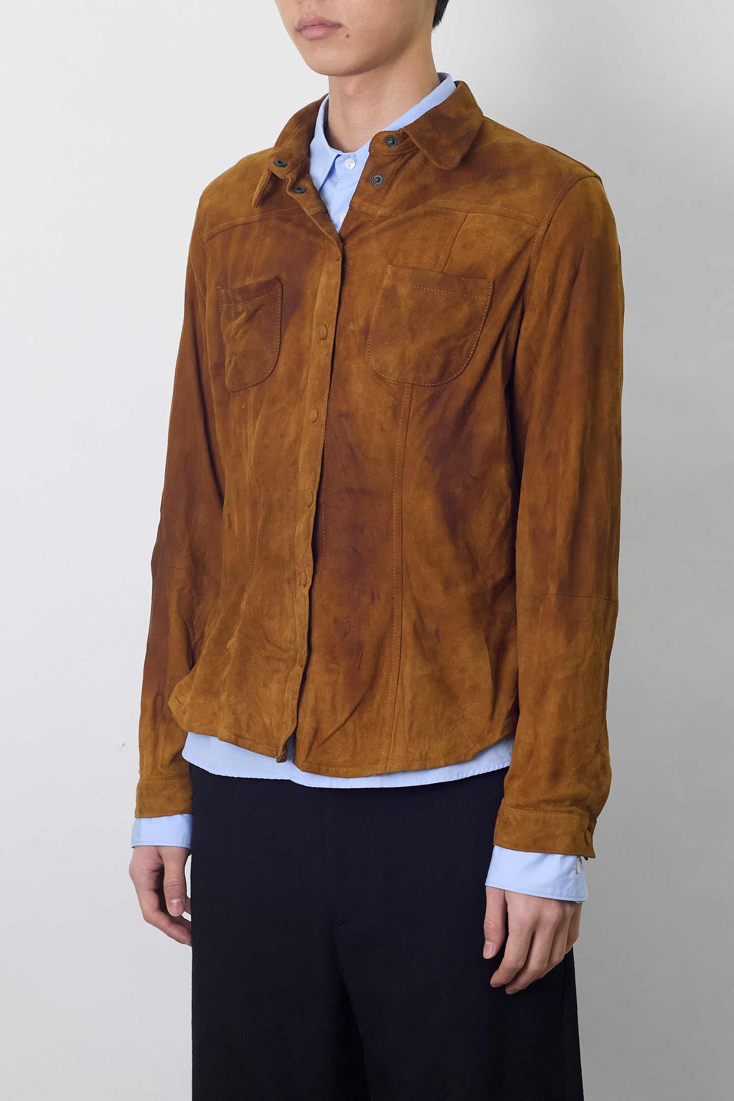 KENZO JEANS BROWN LEATHER SHIRT