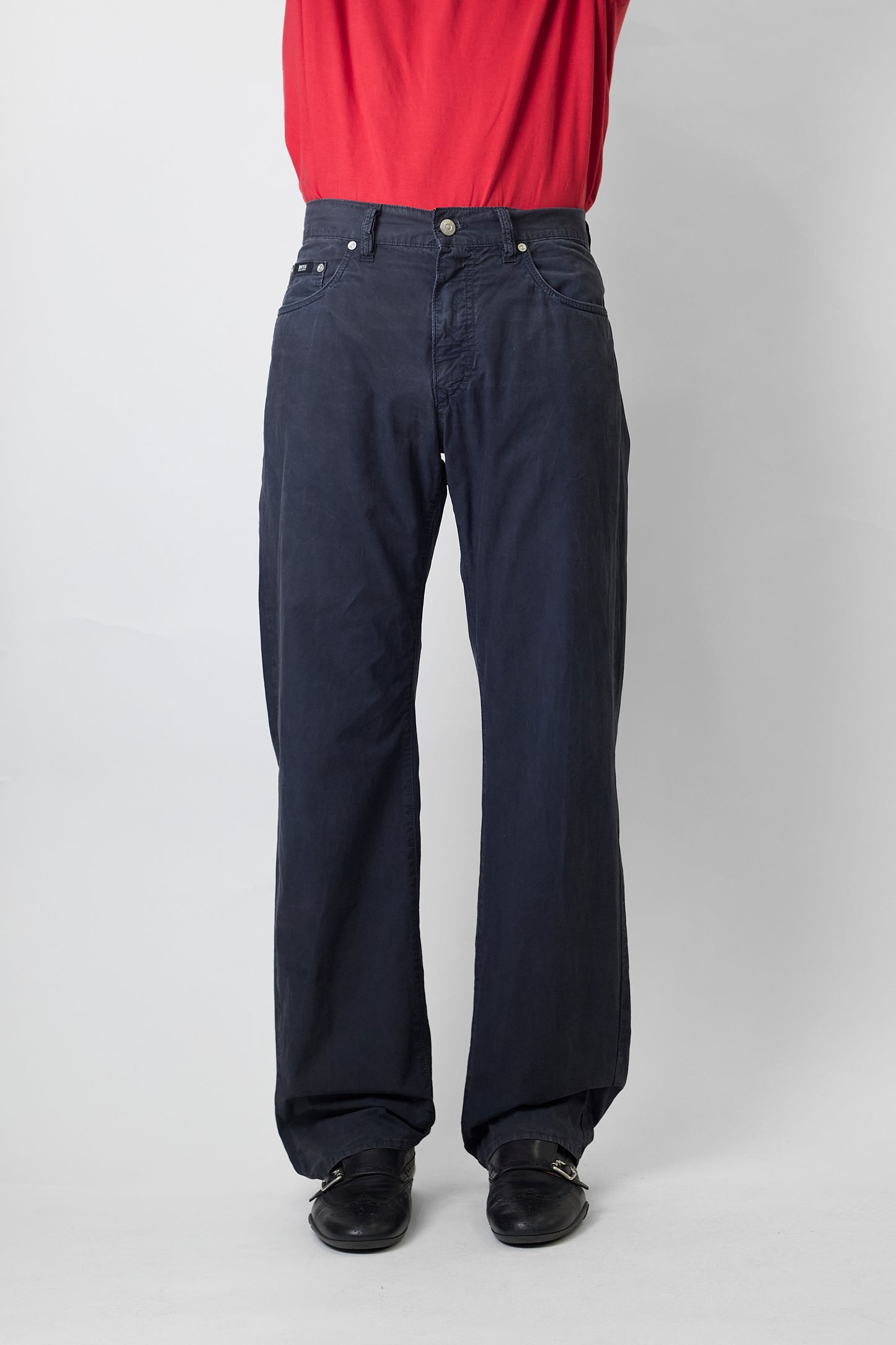 HUGO BOSS FADED NAVY COTTON PANTS MADE IN RUMANIA