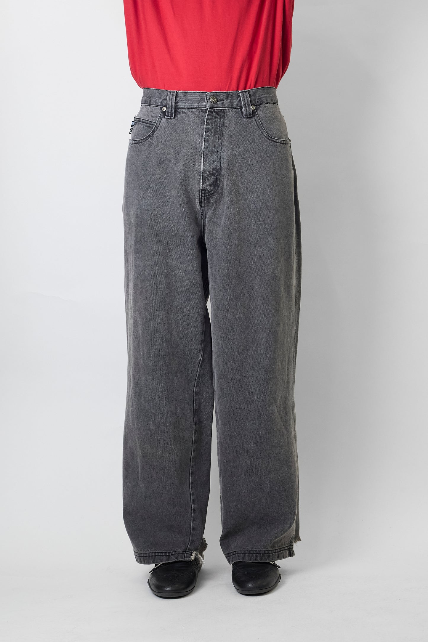 GENKI JEANS FADED BLACK DENIM WIDE PANTS