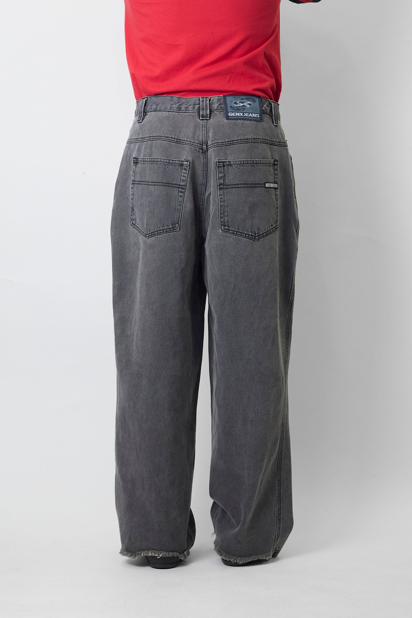 GENKI JEANS FADED BLACK DENIM WIDE PANTS