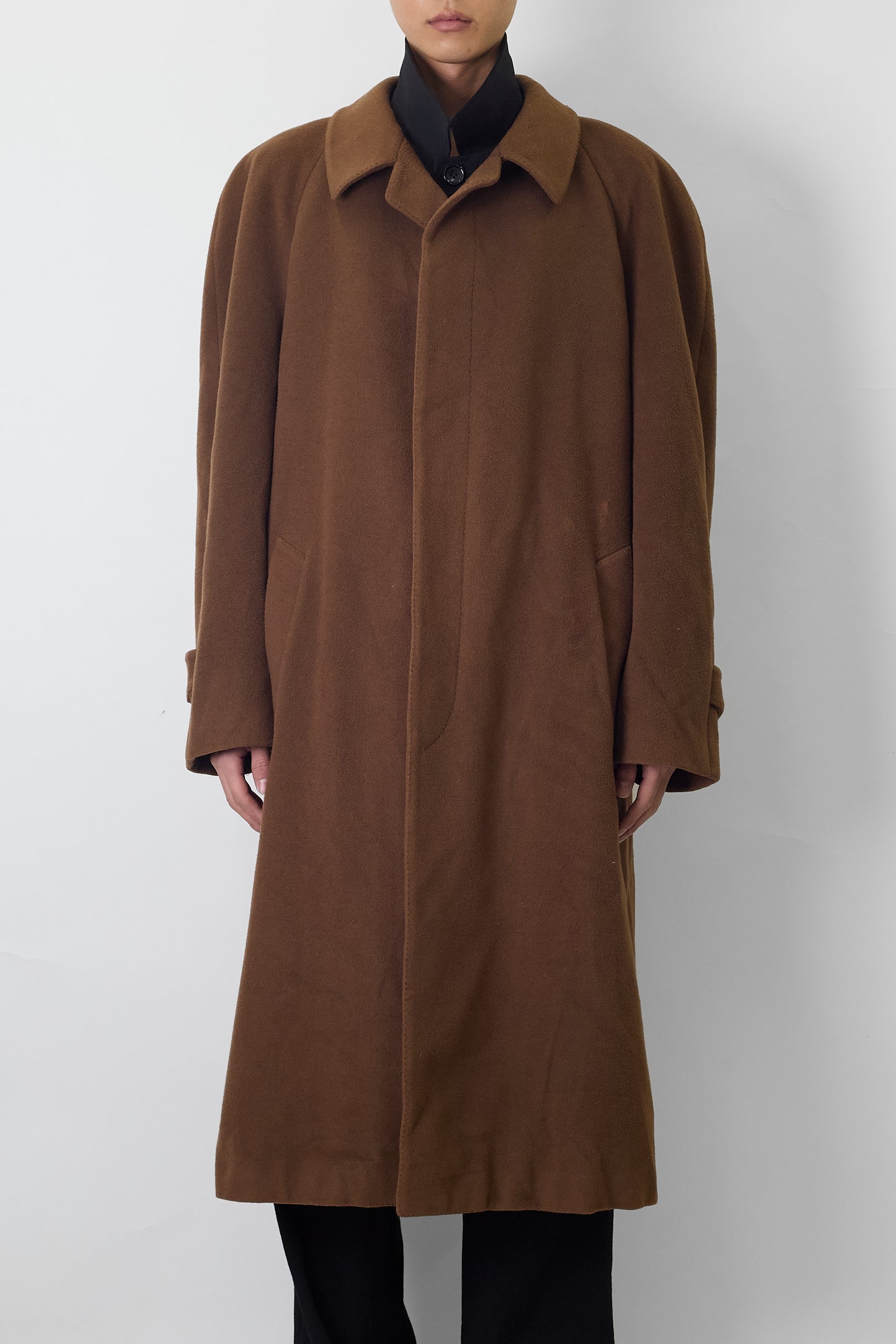 PIERRE CARDIN BROWN CASHMERE WOOL LONG COAT MADE IN FRANCE