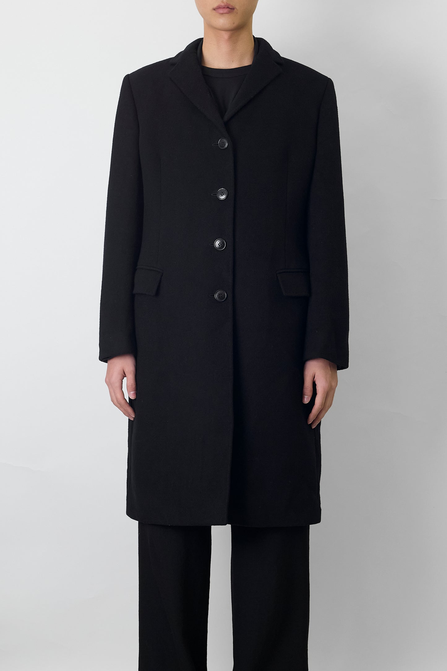 BURBERRY BLACK  WOOL LONG COAT MADE IN ITALY