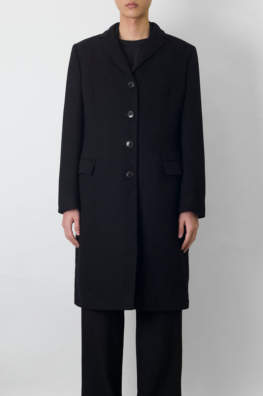 BURBERRY BLACK  WOOL LONG COAT MADE IN ITALY