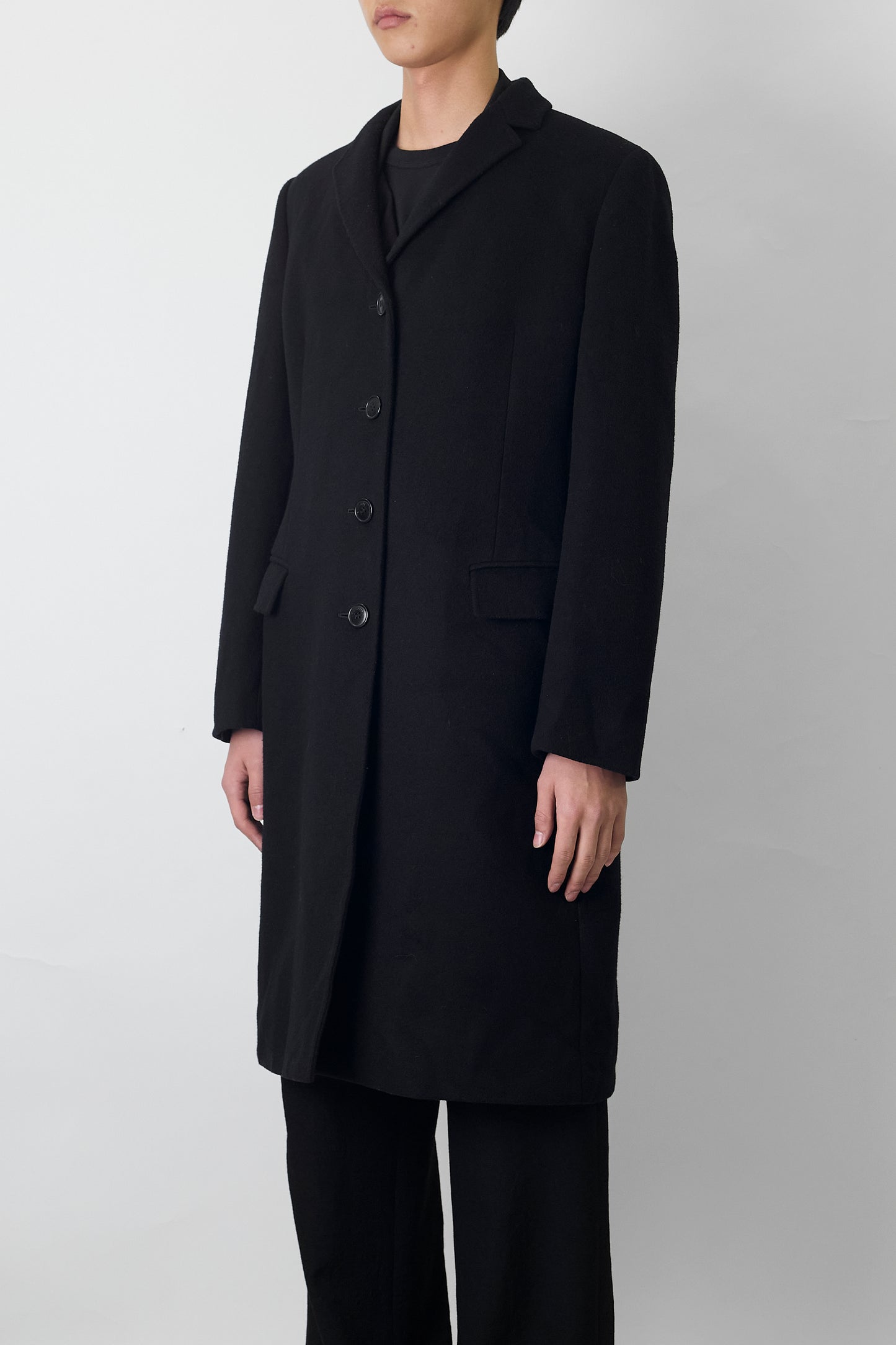 BURBERRY BLACK  WOOL LONG COAT MADE IN ITALY