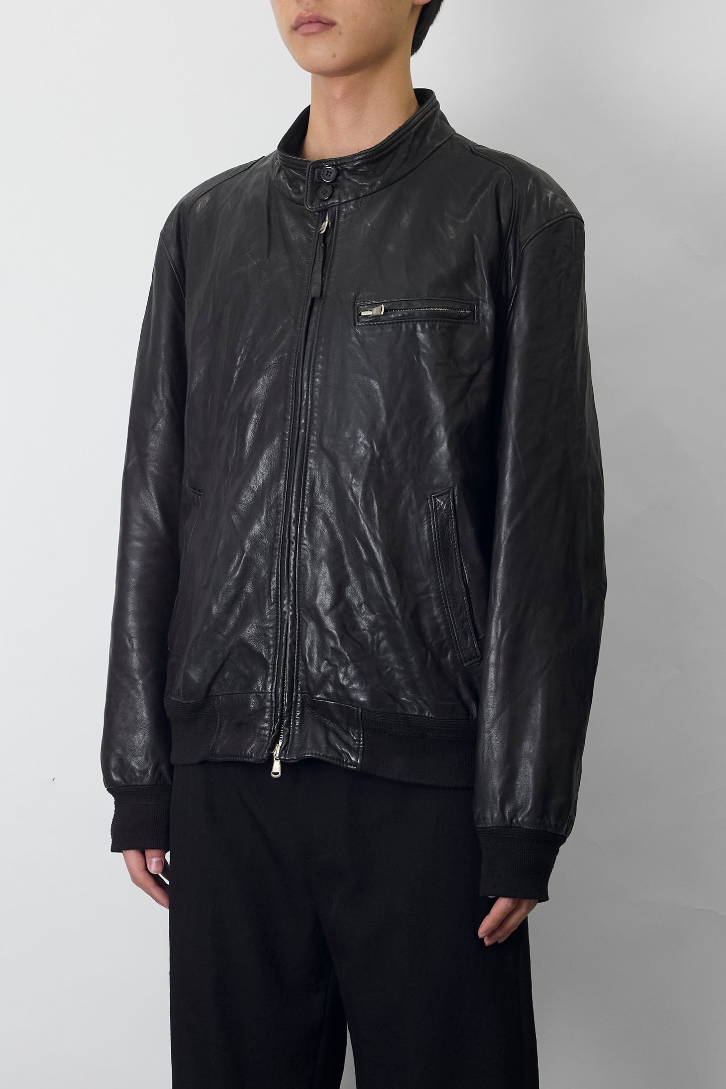 RODRIGO BLACK LEATHER SHORT JACKET