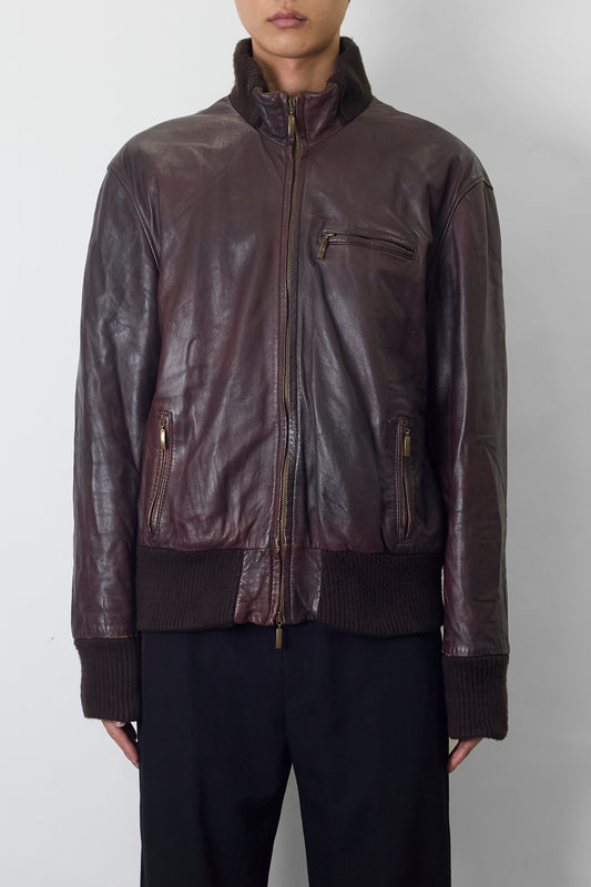 VINTAGE BURGUNDY LEATHER JACKET MADE IN ITALY