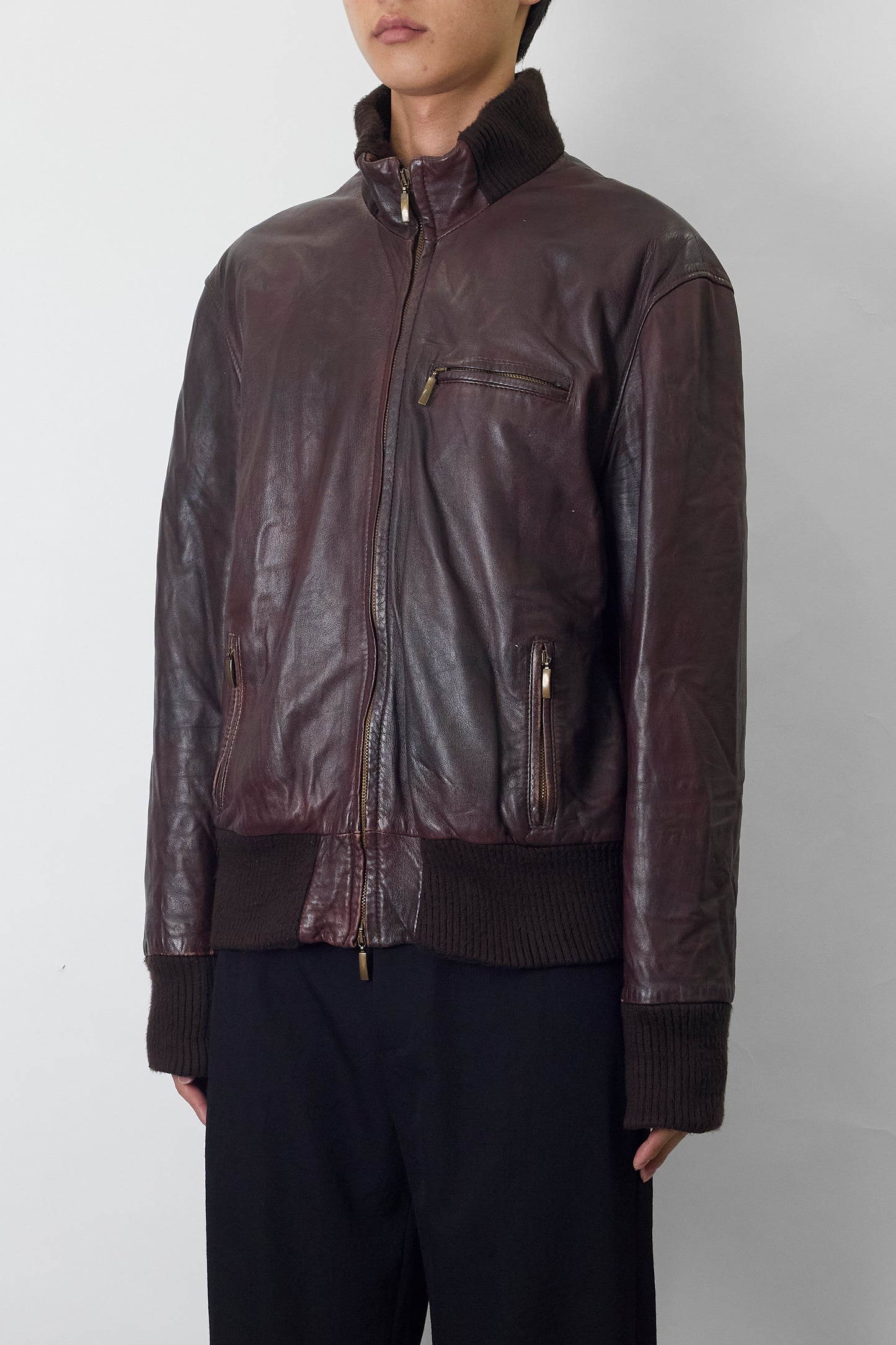 VINTAGE BURGUNDY LEATHER JACKET MADE IN ITALY
