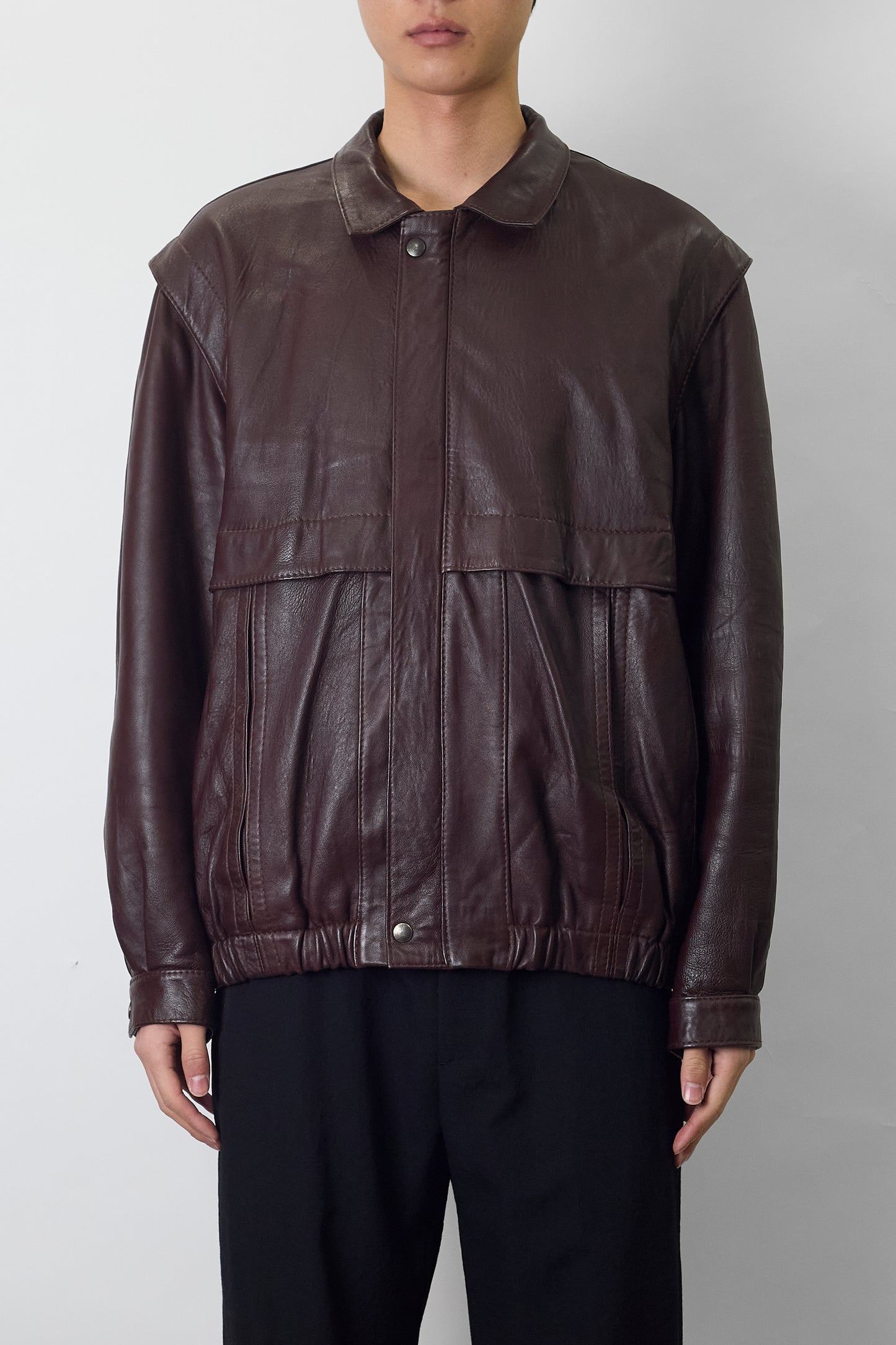 VINTAGE BURGUNDY LEATHER JACKET MADE IN FRANCE