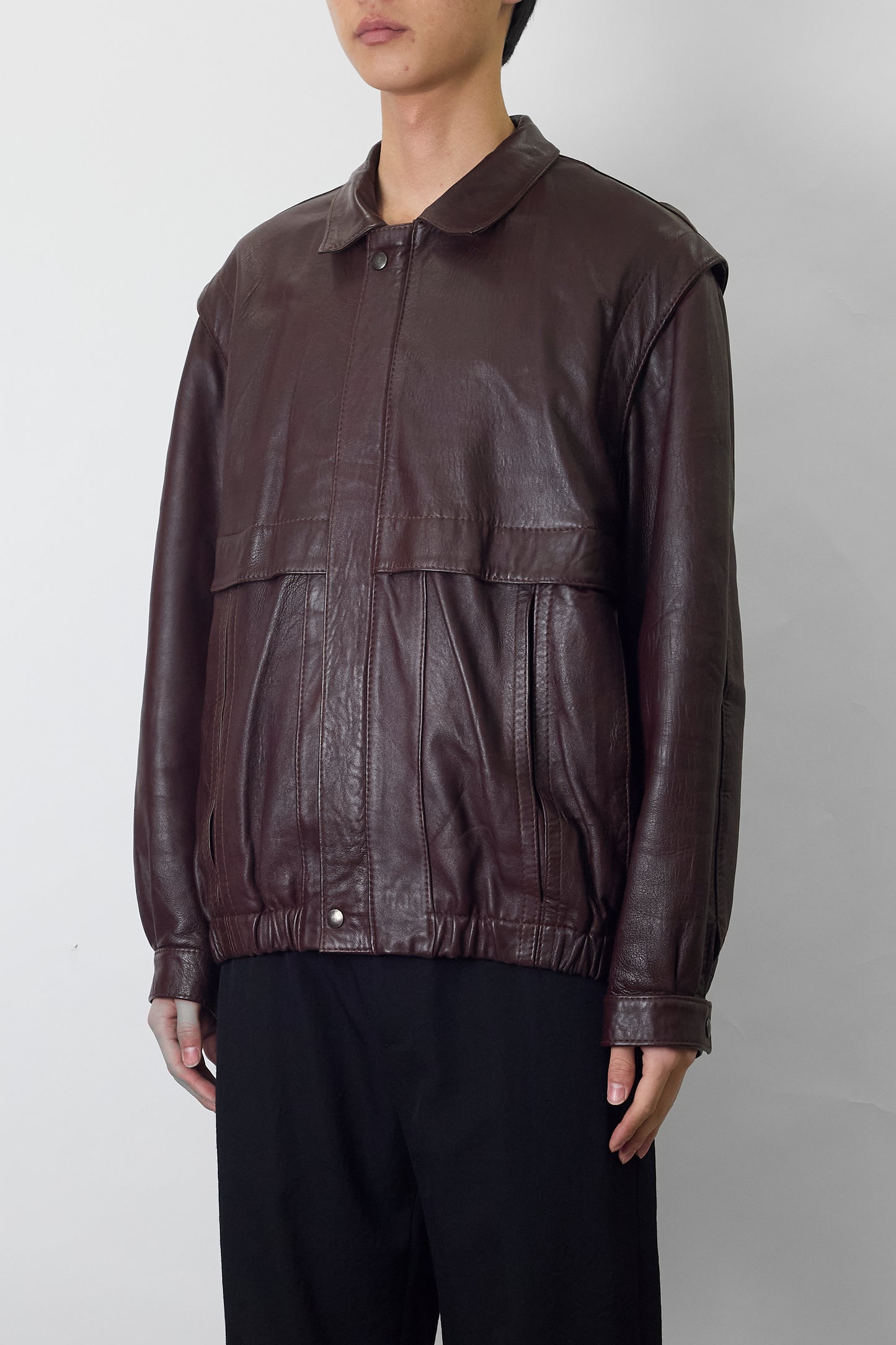 VINTAGE BURGUNDY LEATHER JACKET MADE IN FRANCE