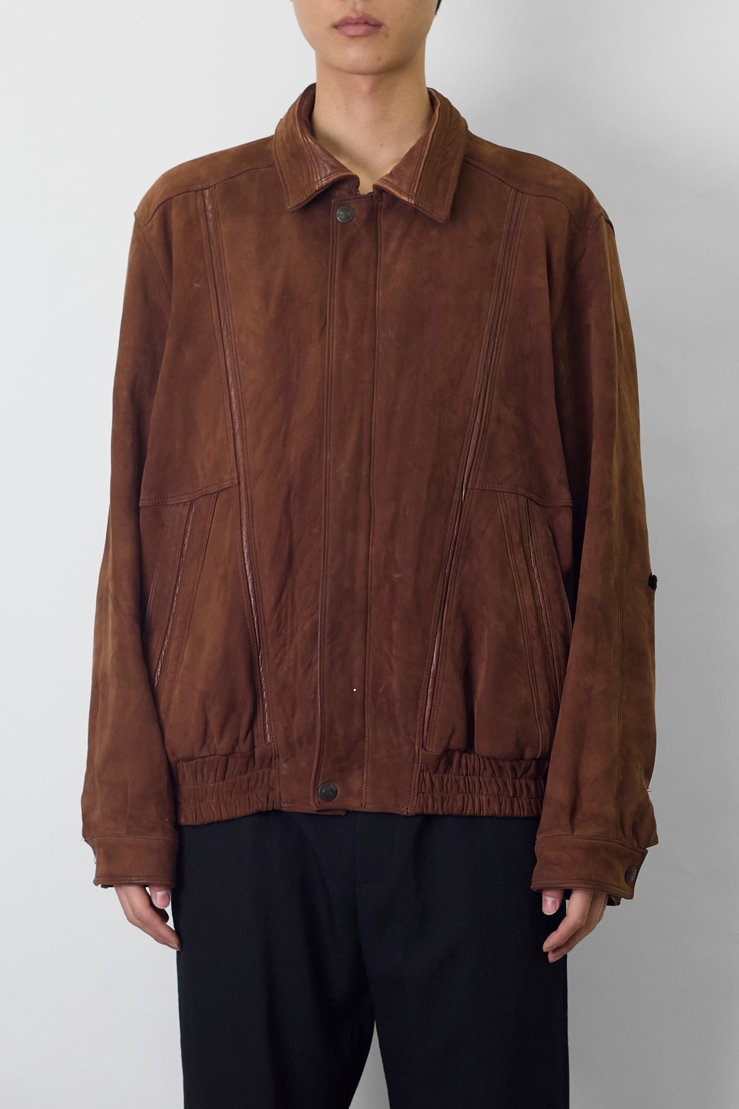 VINTAGE BROWN LEATHER SHORT JACKET MADE IN ITALY