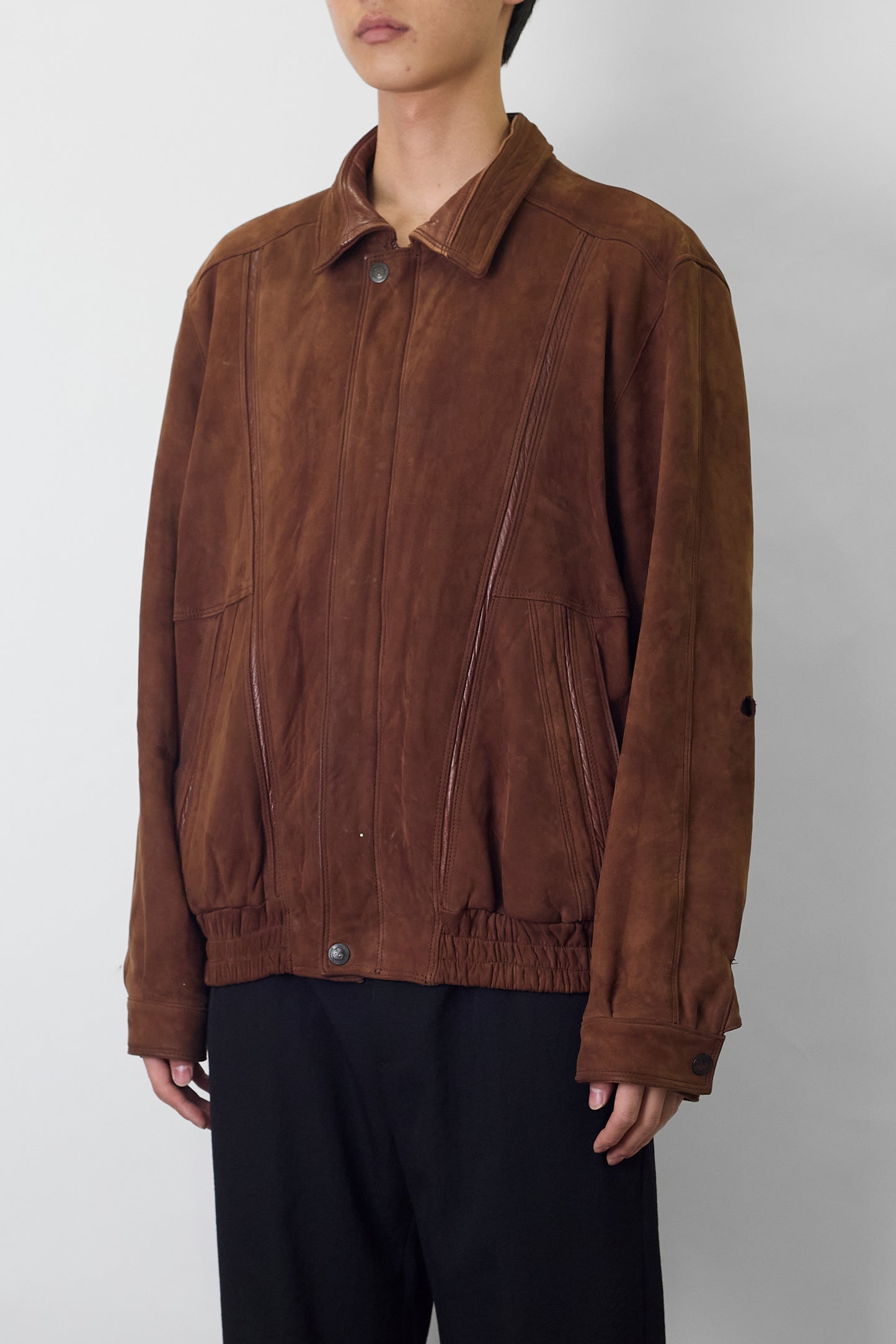 VINTAGE BROWN LEATHER SHORT JACKET MADE IN ITALY