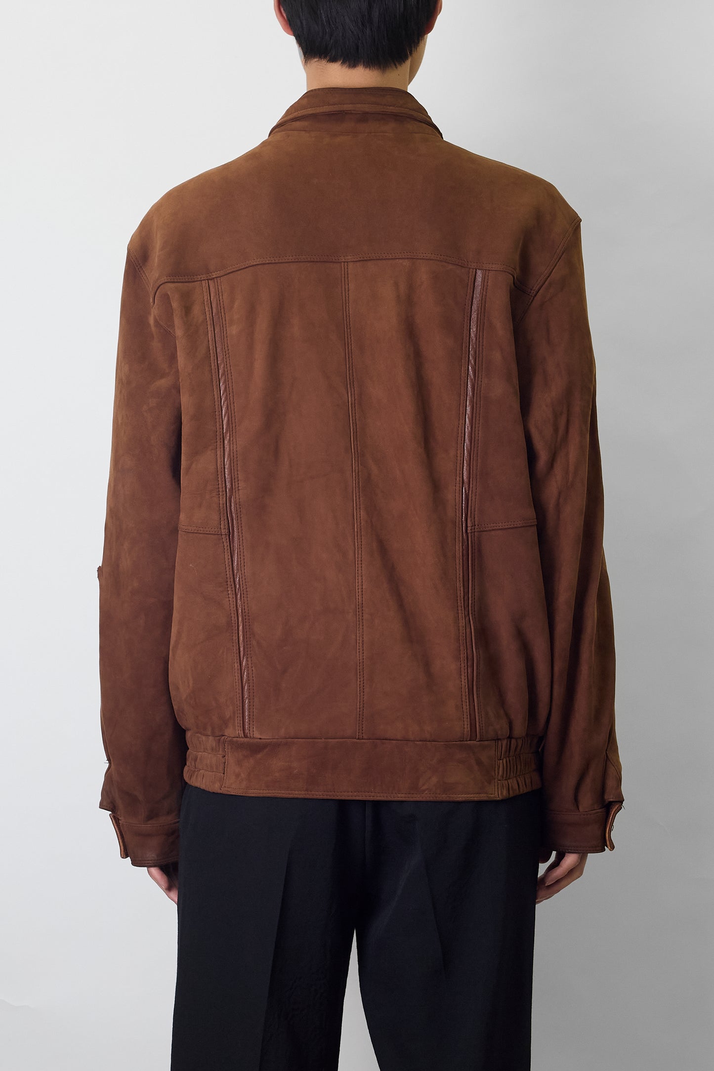 VINTAGE BROWN LEATHER SHORT JACKET MADE IN ITALY