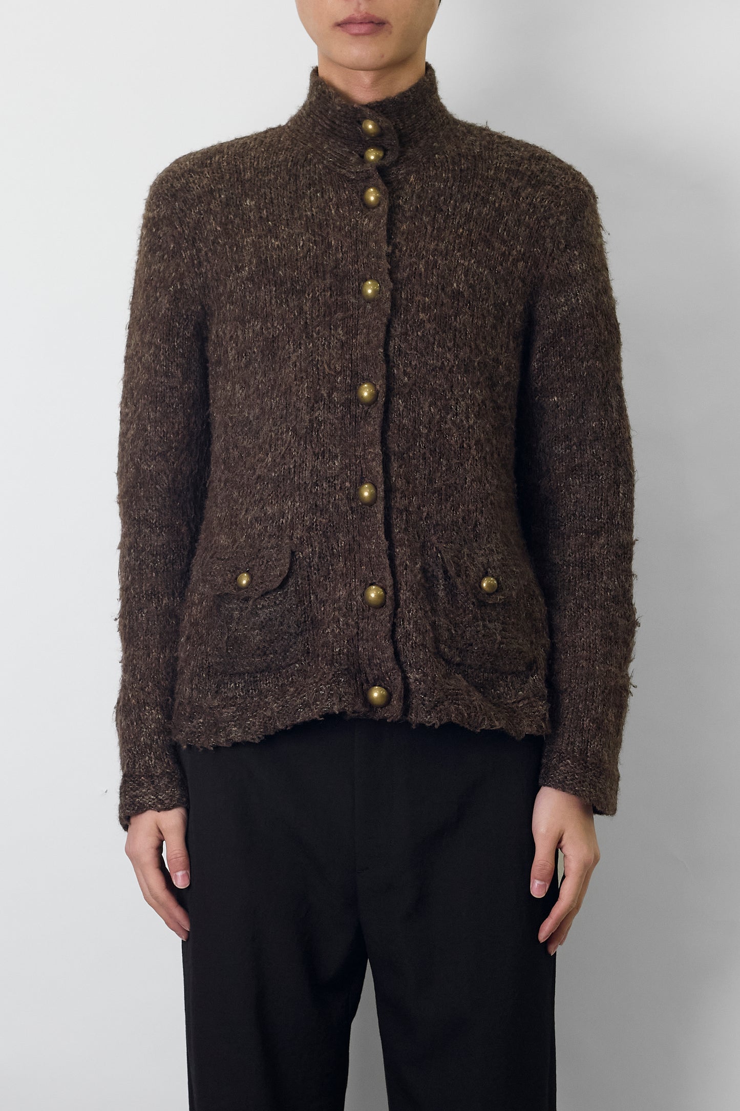 VINTAGE DESIGNED BROWN KNIT JACKET NADE IN GERMANY