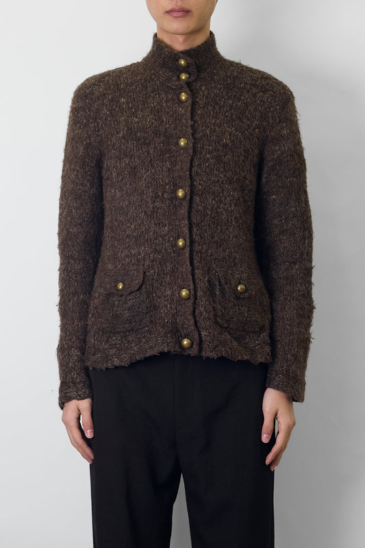 VINTAGE DESIGNED BROWN KNIT JACKET NADE IN GERMANY