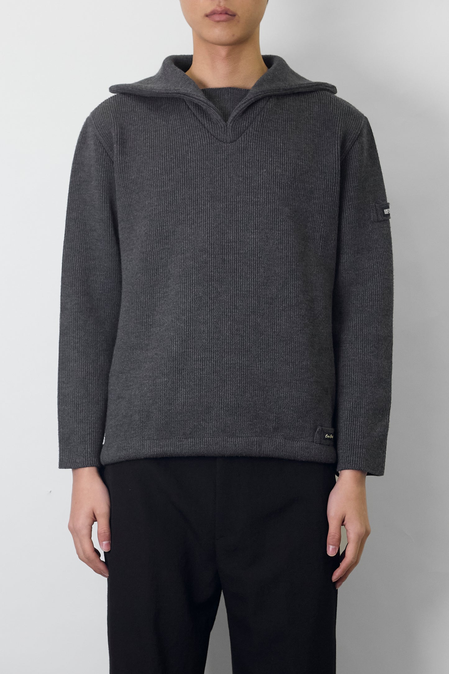 VINTAGE DESIGNED GRAY WOOL KNIT MADE IN FRANCE