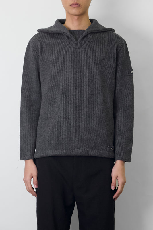 VINTAGE DESIGNED GRAY WOOL KNIT MADE IN FRANCE