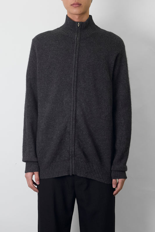 VINTAGE GRAY CASHMERE ZIP UP KNIT