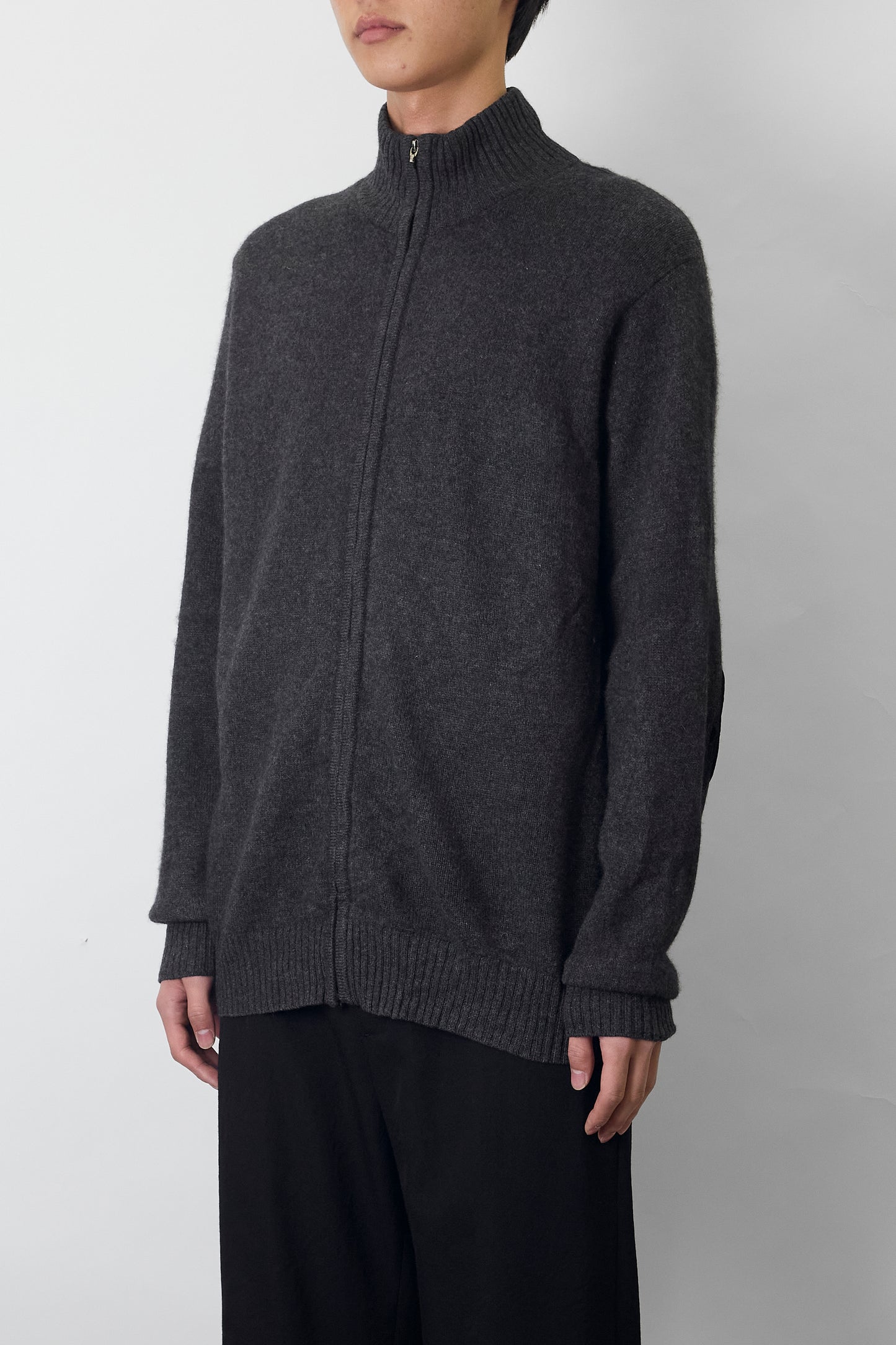 VINTAGE GRAY CASHMERE ZIP UP KNIT