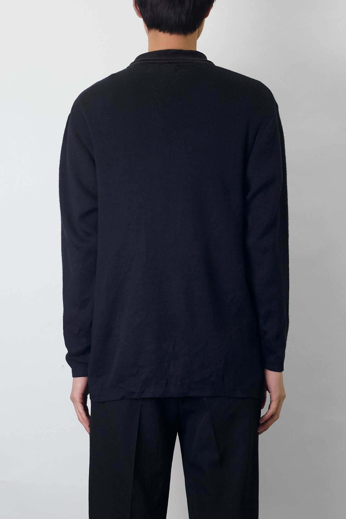VINTAGE DESIGNED BLACK WOOL KNIT SHIRT