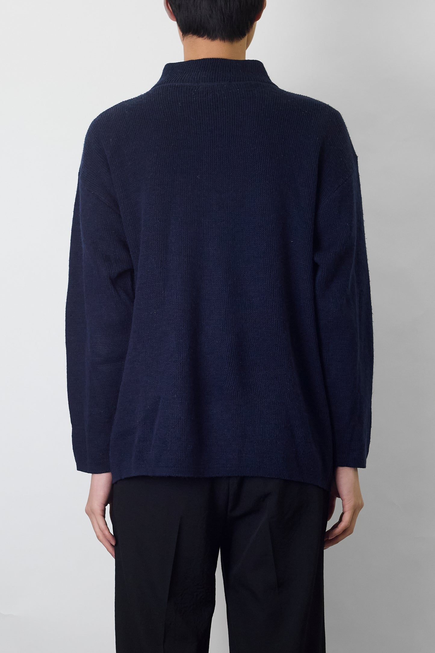 VINTAGE DESIGNED  NAVY WOOL KNIT MADE IN FRANCE