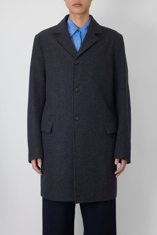 JIL SANDER GRAY WOOL ANGORA COAT MADE IN ITALY