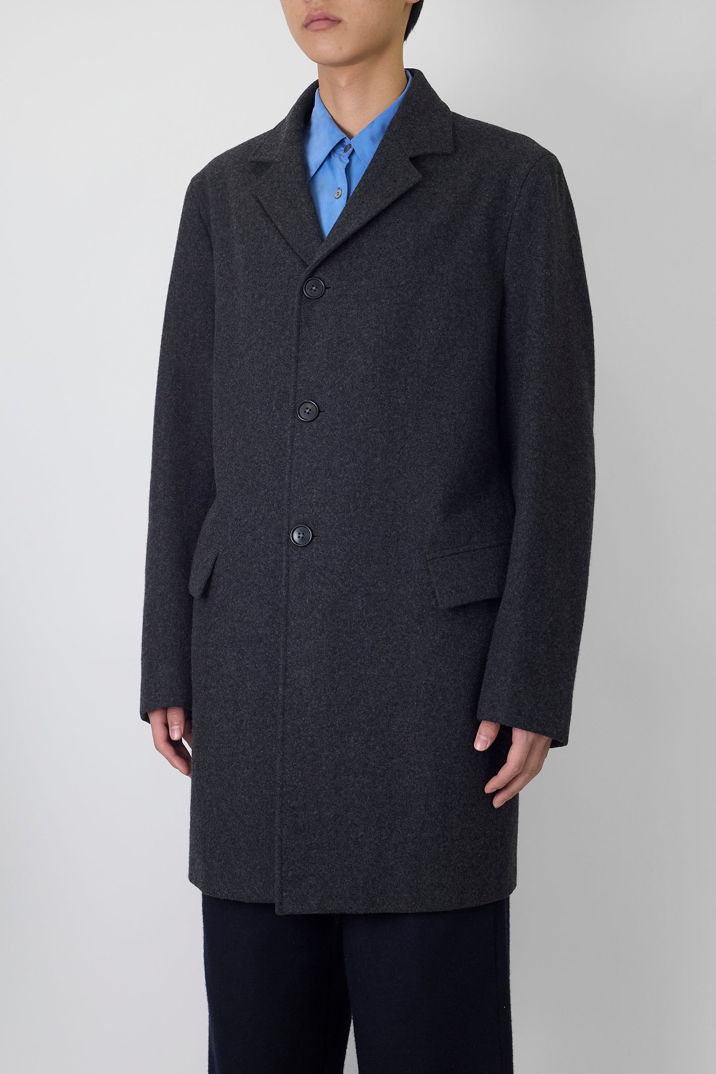 JIL SANDER GRAY WOOL ANGORA COAT MADE IN ITALY