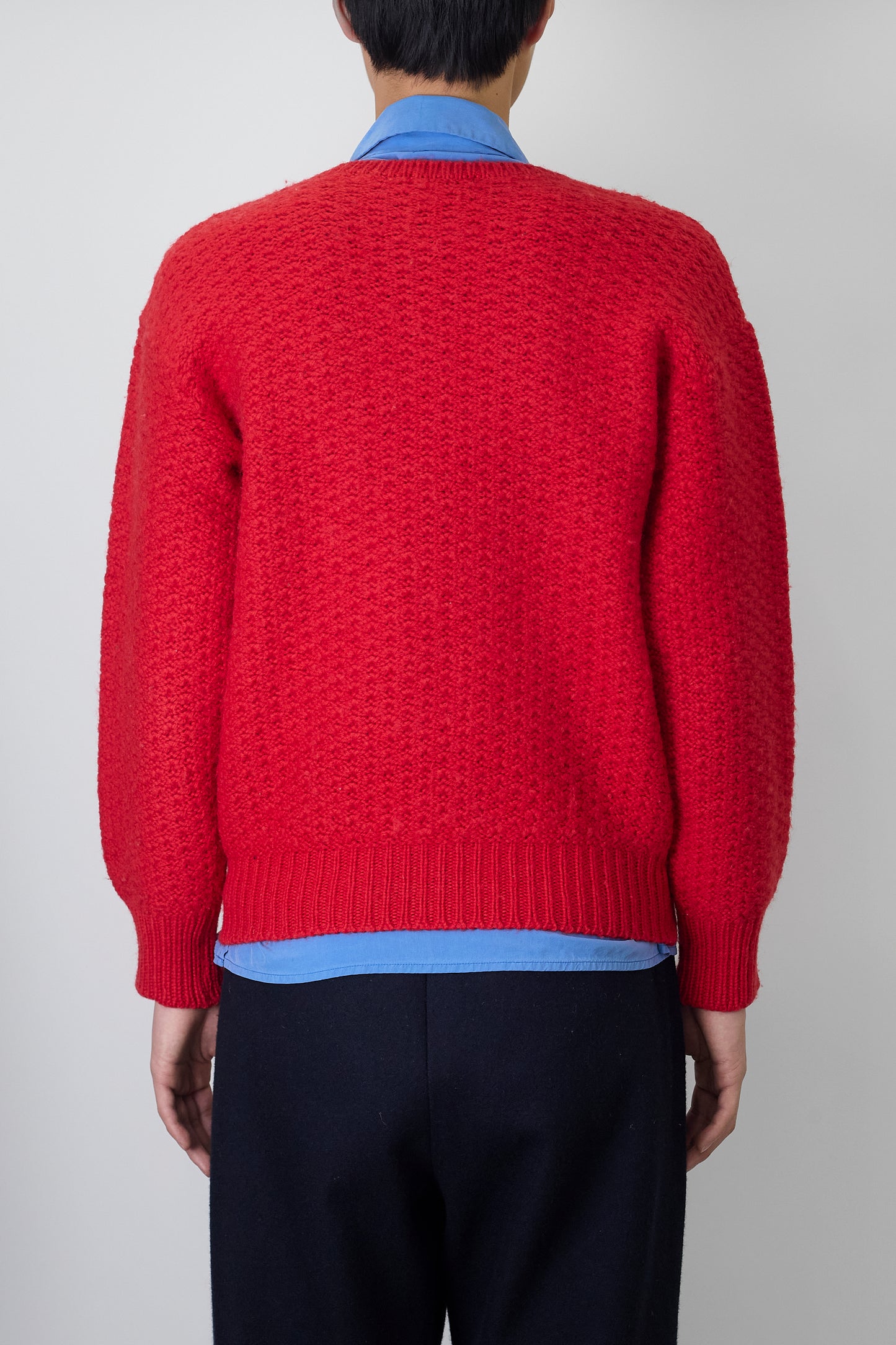 HOMME COMME DES GARCONS RED WOOL V NECK KNIT