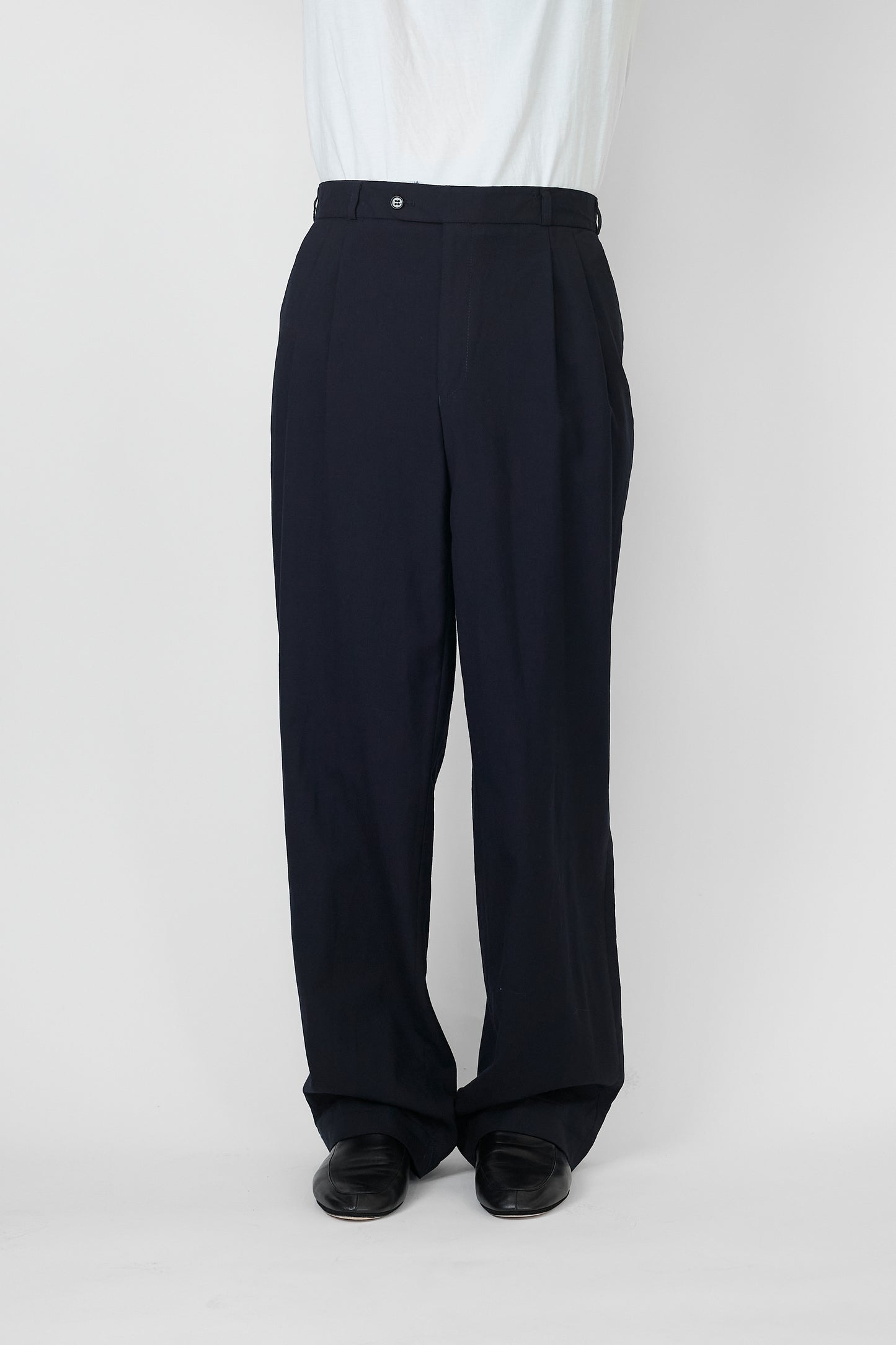 WESTBURY NAVY WOOL WIDE PANTS
