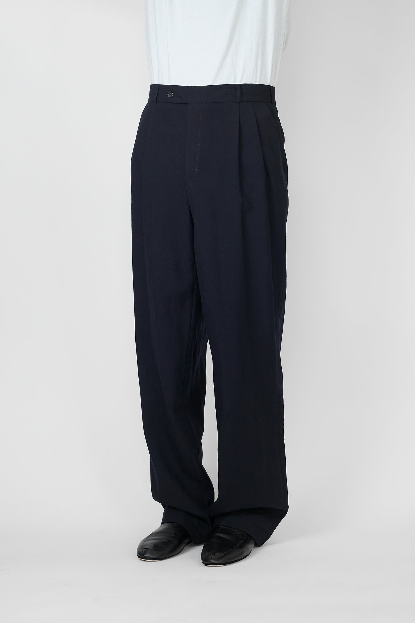 WESTBURY NAVY WOOL WIDE PANTS