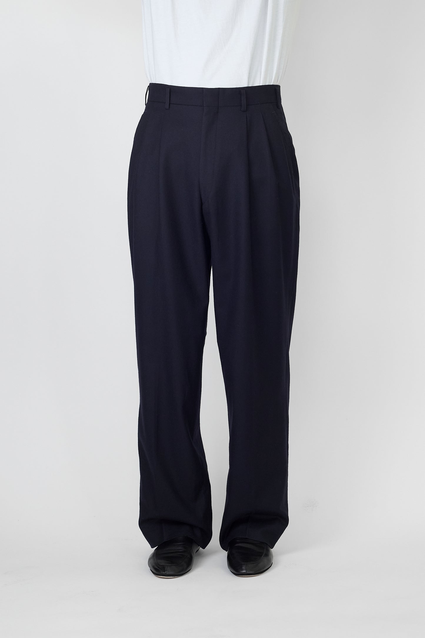 BURBERRYS NAVY WOOL WIDE PANTS