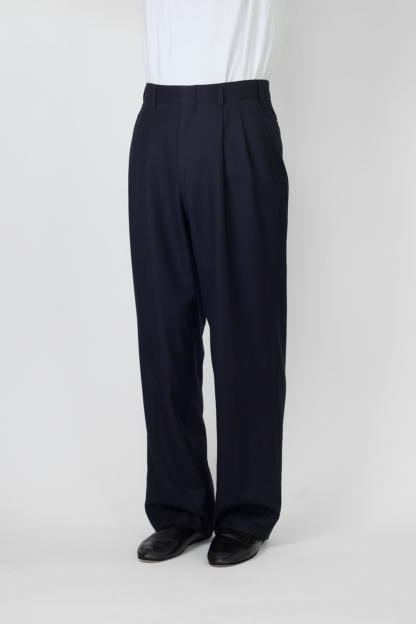 BURBERRYS NAVY WOOL WIDE PANTS