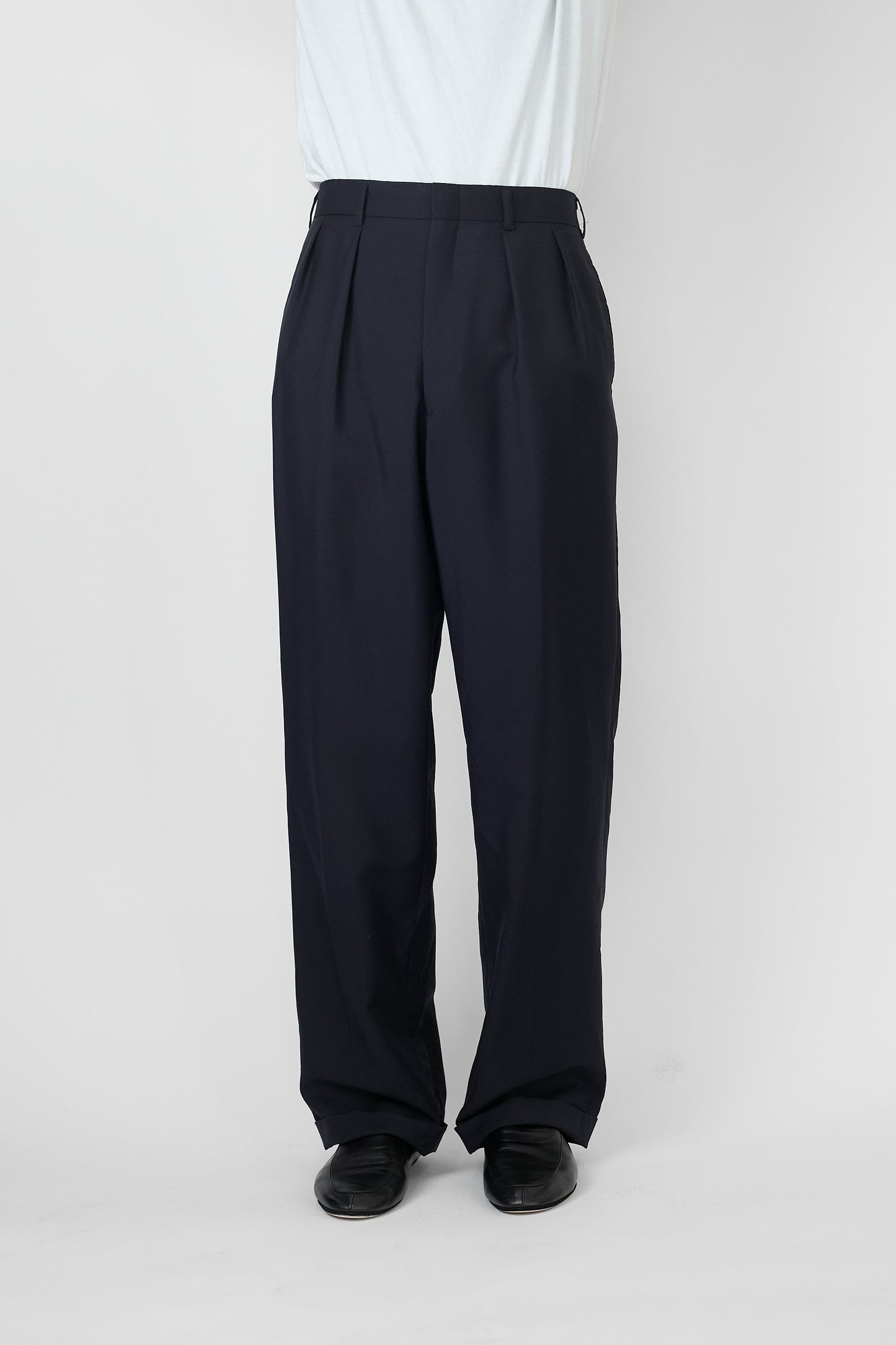 BURBERRYS NAVY WOOL WIDE PANTS