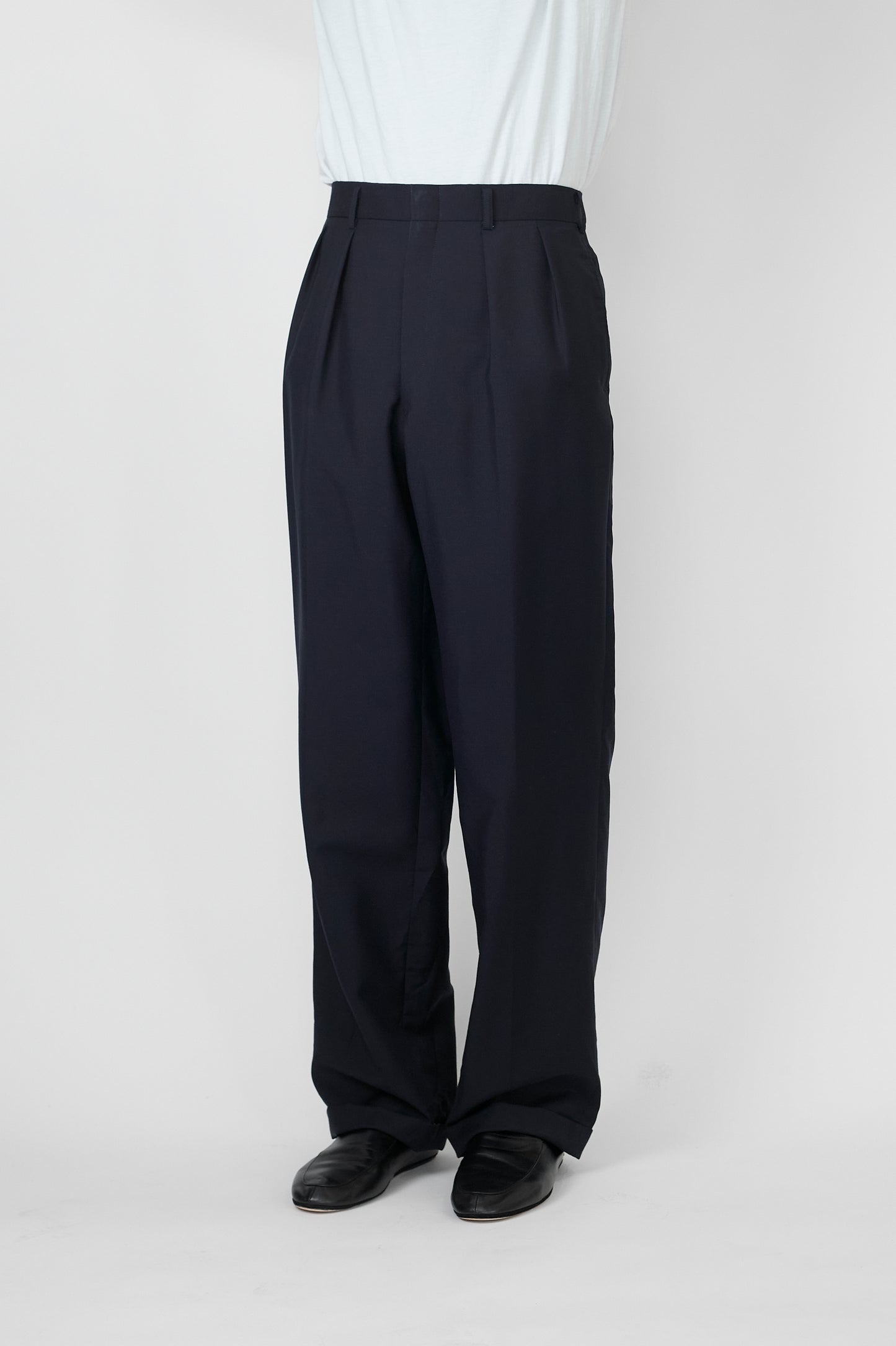 BURBERRYS NAVY WOOL WIDE PANTS