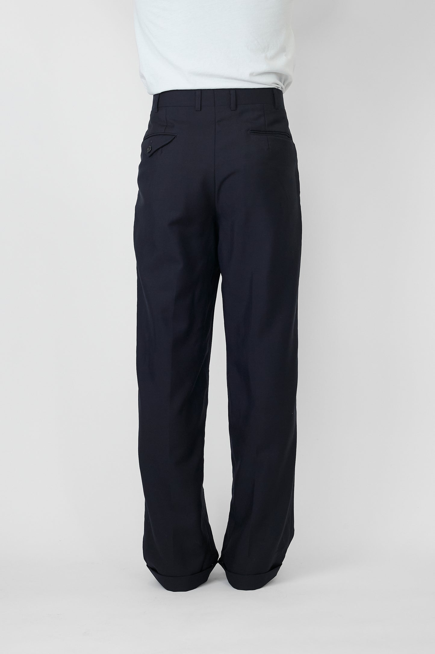 BURBERRYS NAVY WOOL WIDE PANTS
