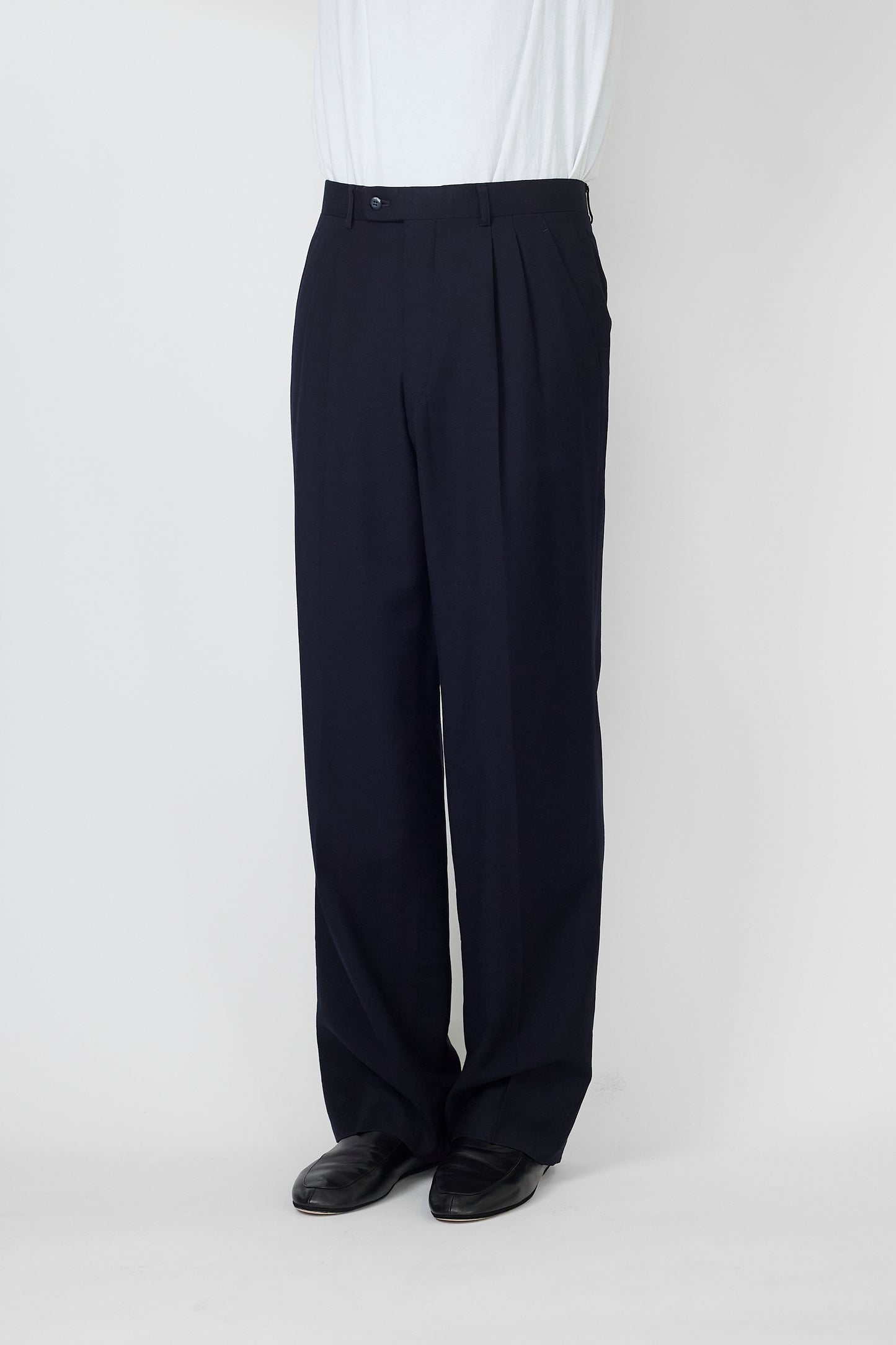 LANVIN NAVY WOOL WIDE PANTS