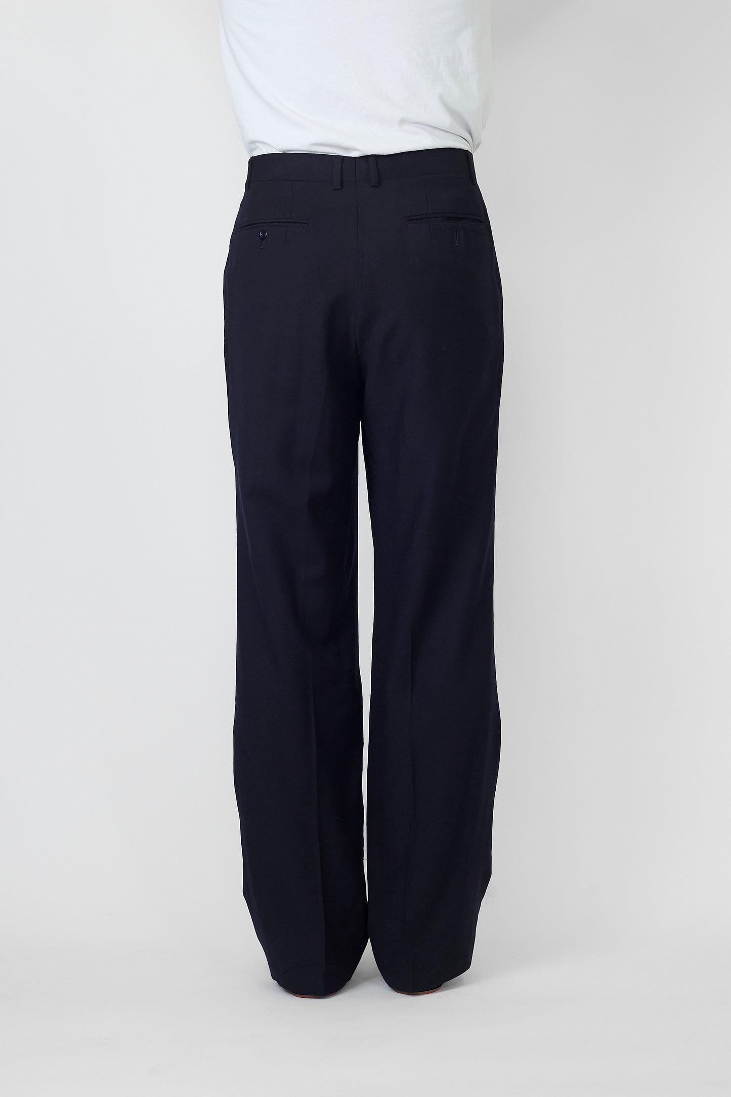LANVIN NAVY WOOL WIDE PANTS