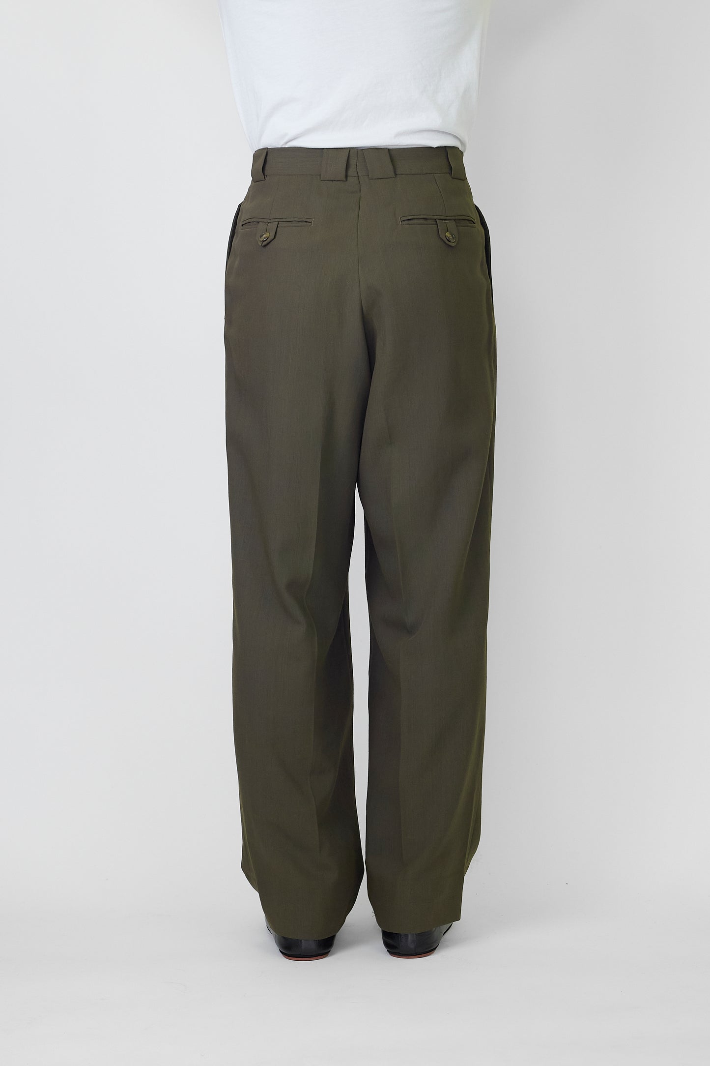 CALVIN KLEIN KHAKI WOOL WIDE PANTS MADE IN ITALY