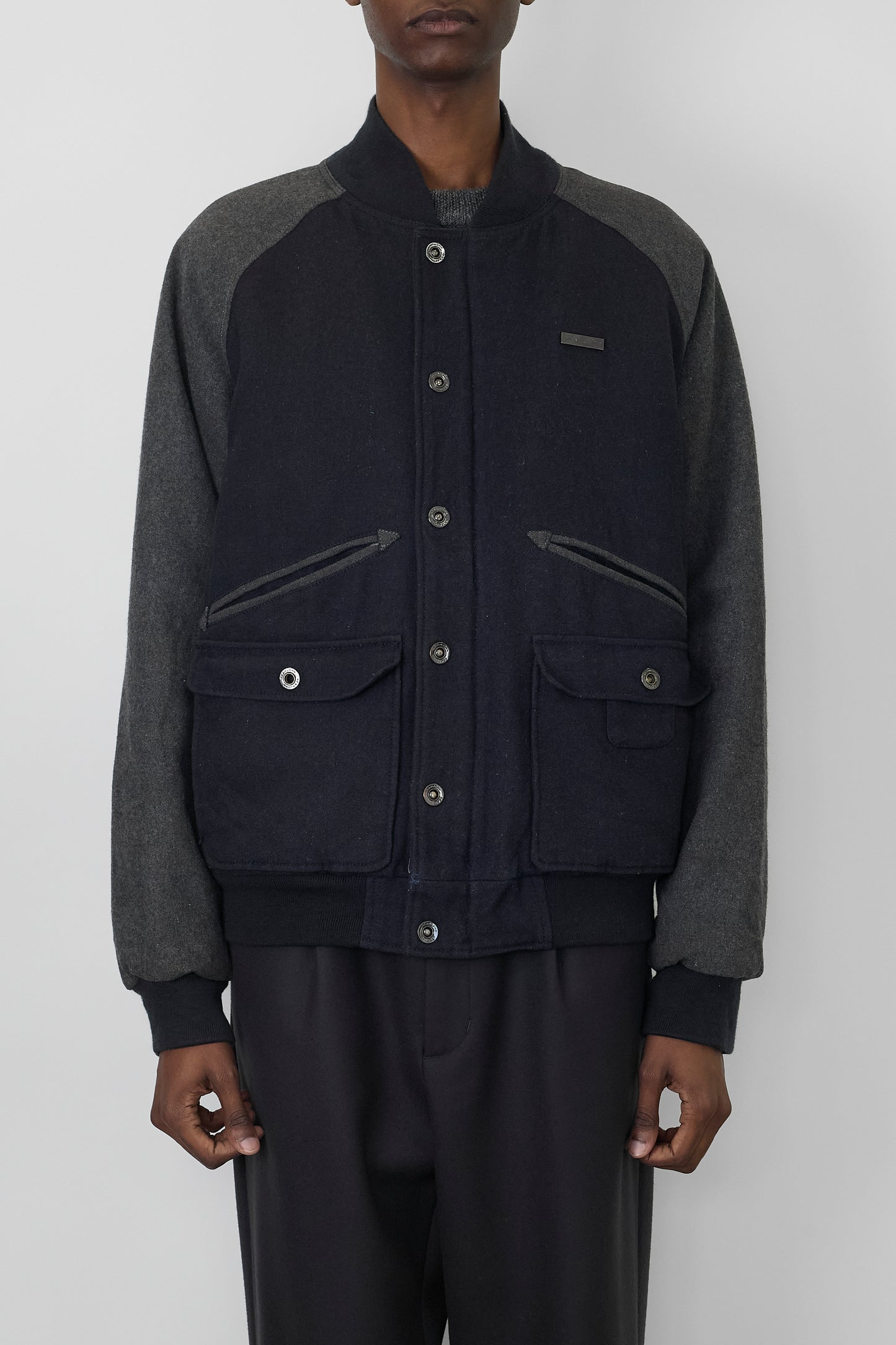 SEAN JOHN NAVY GRAY WOOL SHORT JACKET