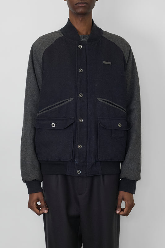 SEAN JOHN NAVY GRAY WOOL SHORT JACKET